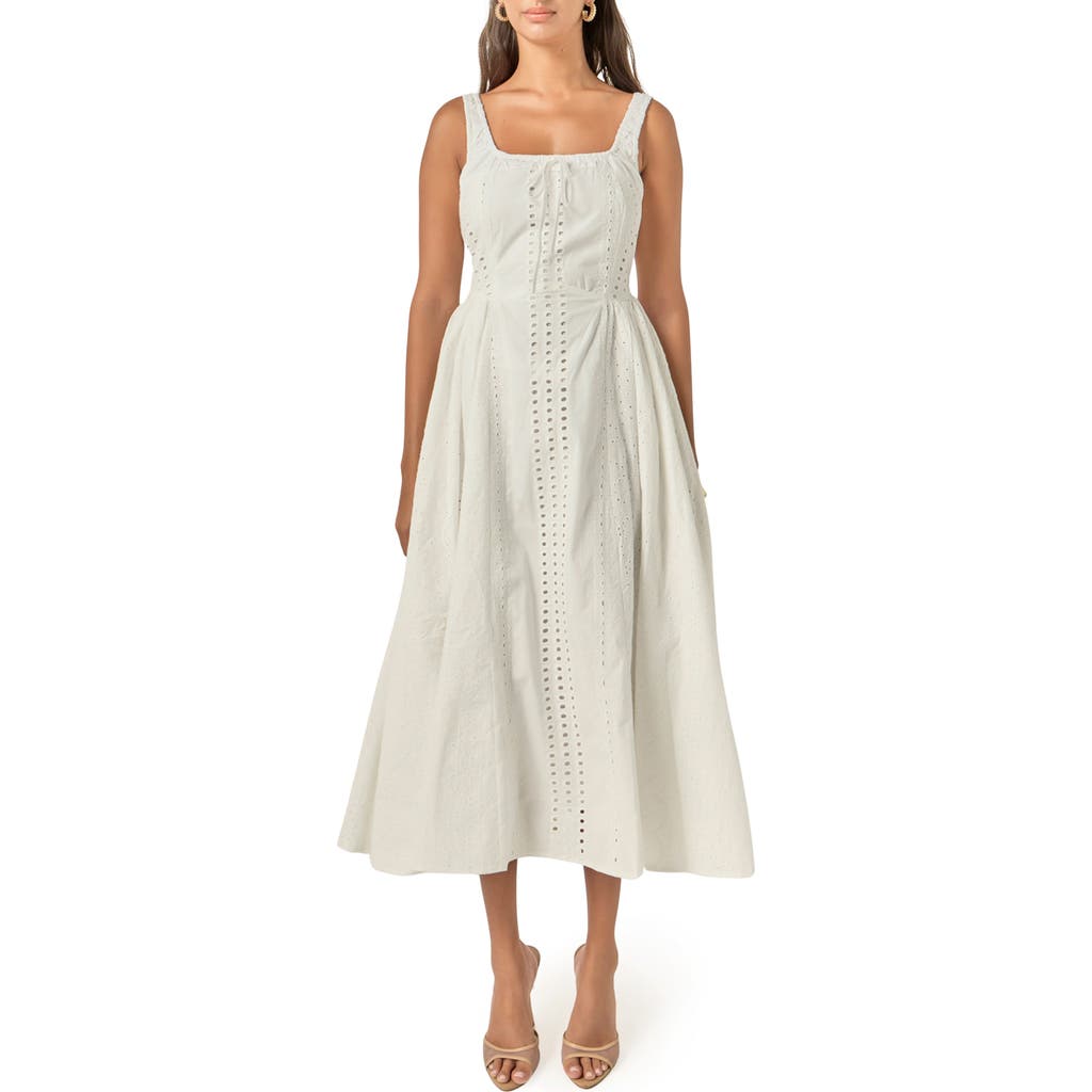 English Factory English Factory Embroidered Tie Detail Sleeveless Cotton Maxi Dress