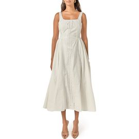 English Factory English Factory Embroidered Tie Detail Sleeveless Cotton Maxi Dress
