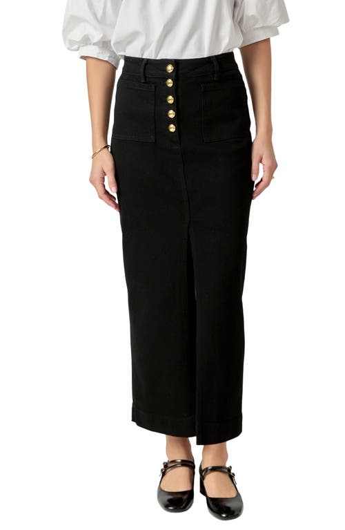 English Factory English Factory Exposed Button Fly Denim Midi Skirt