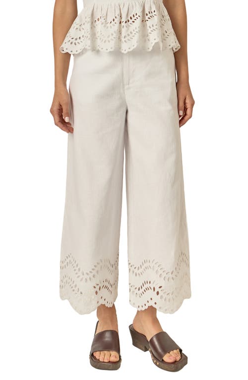 English Factory English Factory Eyelet Wide Leg Linen Pants