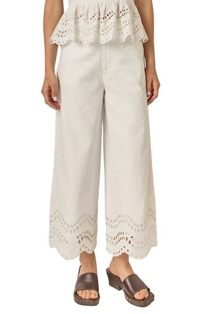 English Factory English Factory Eyelet Wide Leg Linen Pants