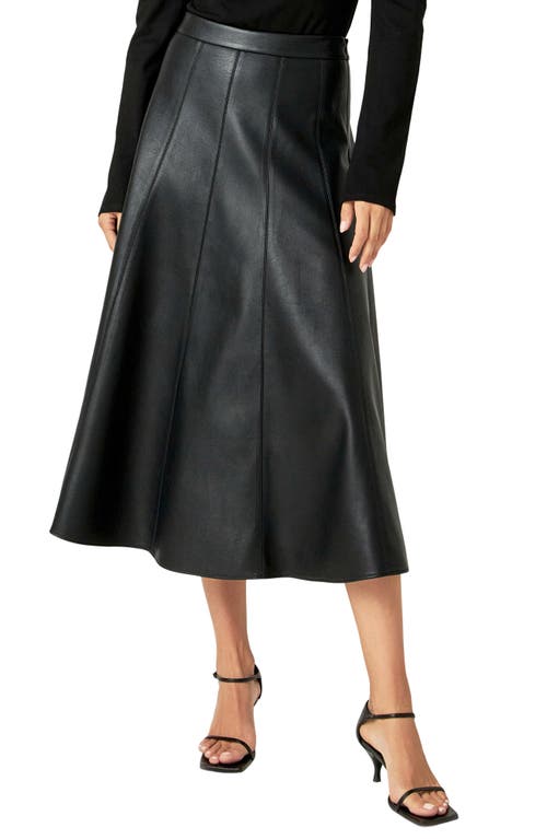 English Factory English Factory Faux Leather Midi Flare Skirt