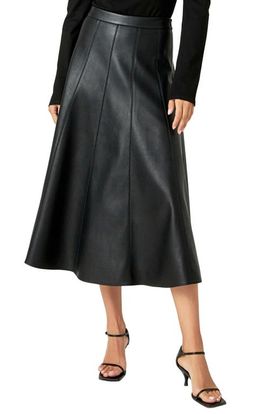 English Factory English Factory Faux Leather Midi Flare Skirt