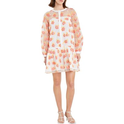 English Factory English Factory Floral Button Front Long Sleeve Organza Minidress
