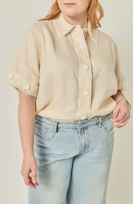 English Factory English Factory Floral Detailed Linen Shirt