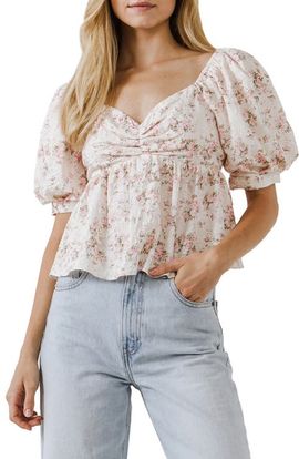 English Factory English Factory Floral Textured Babydoll Top