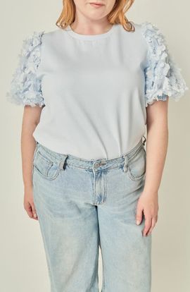 English Factory English Factory Flower Mixed Media Top