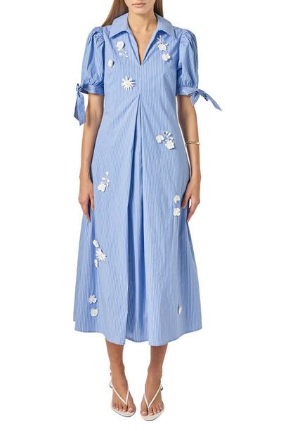 blue and white floral maxi dress Baltic Born Womens Enora Embroidered | + button closure This Paradise Bound Blue Graduation Outfit Women Clothes Colour:Khaki