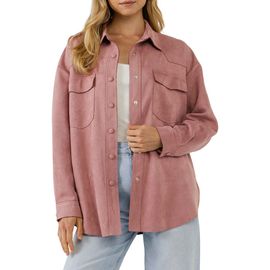 English Factory English Factory Free the Roses Faux Suede Shacket