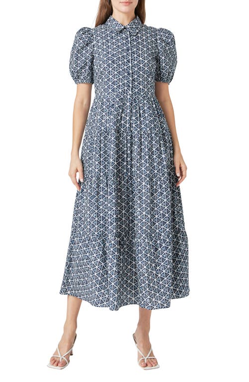 English Factory English Factory Geo Print Short Sleeve Cotton Shirtdress