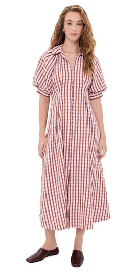 English Factory English Factory Gingham Check Midi Dress Pink Multi