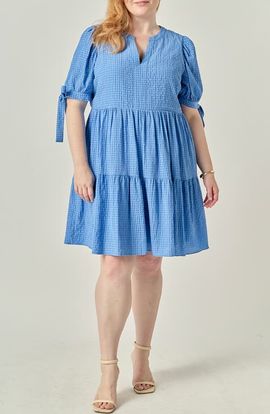 English Factory English Factory Gingham Tiered Minidress
