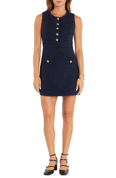 English Factory English Factory Golden Button Sleeveless Tweed Minidress