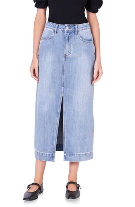 English Factory English Factory High Waist Denim Midi Skirt