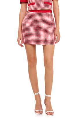 English Factory English Factory Houndstooth Tweed Miniskirt