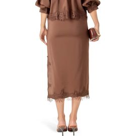 English Factory English Factory Lace Trim Satin Midi Skirt