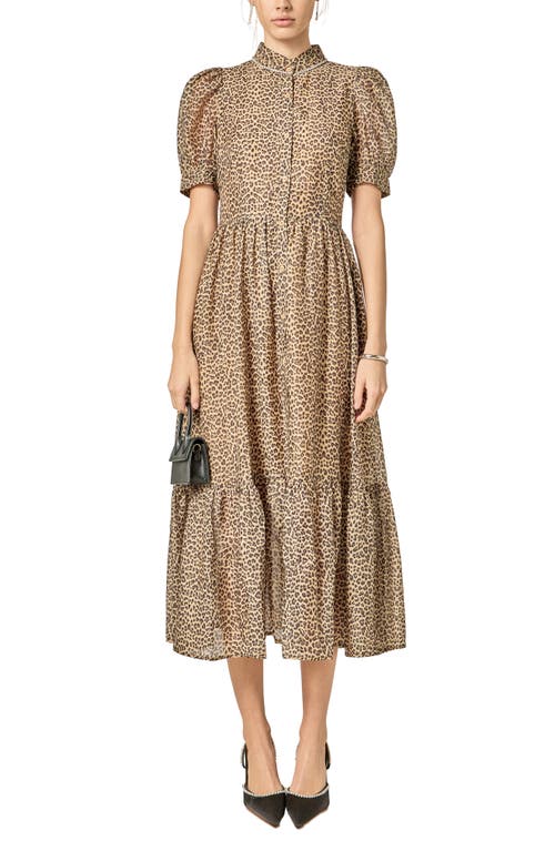 English Factory English Factory Leopard Print Organza Midi Dress 
