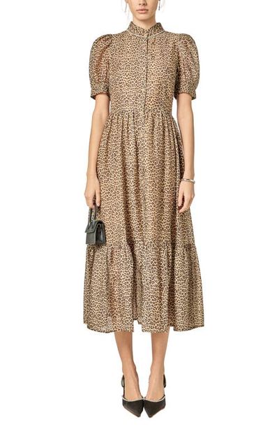 English Factory English Factory Leopard Print Organza Midi Dress 