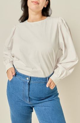 English Factory English Factory Mixed Media Puffed Sleeve T-Shirt