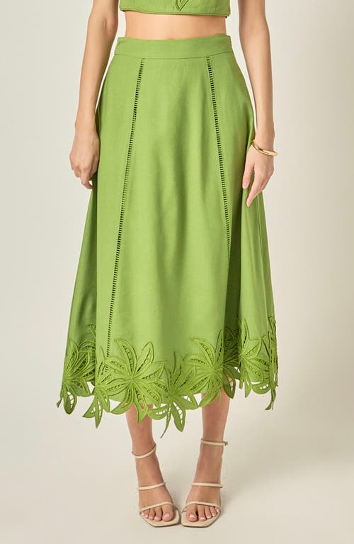 English Factory English Factory Palm Tree Embroidered Midi Skirt
