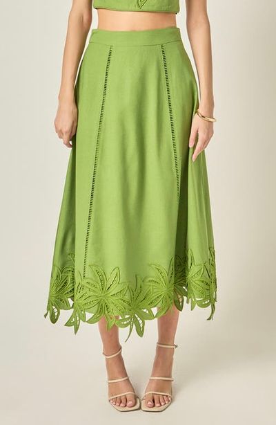English Factory English Factory Palm Tree Embroidered Midi Skirt