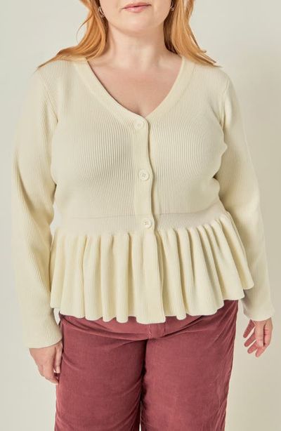 English Factory English Factory Peplum Ribbed Knit Cardigan