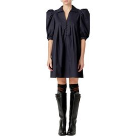 English Factory English Factory Pintuck Collar Puff Shoulder Minidress