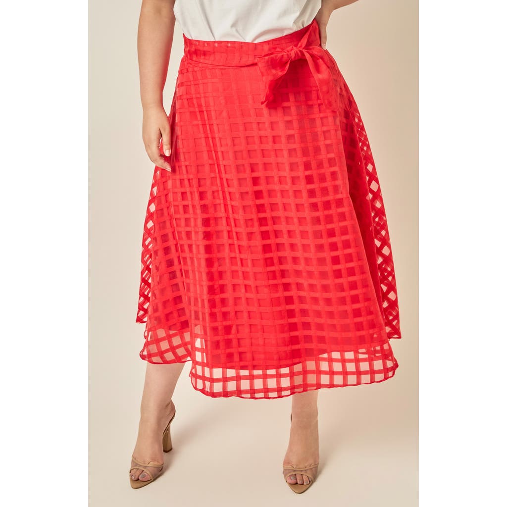 English Factory English Factory Plaid Organza Fit & Flare Midi Skirt