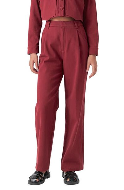 English Factory English Factory Pleated High Waist Cotton Wide Leg Pants