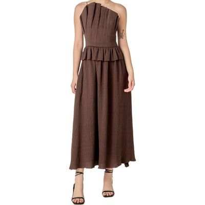 English Factory English Factory Pleated Ruffle Strapless Maxi Dress