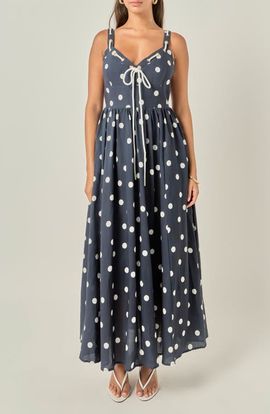 English Factory English Factory Polka Dot Linen Blend Maxi Dress