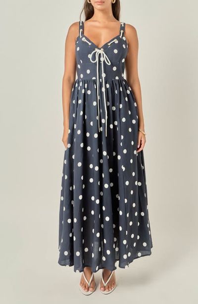 English Factory English Factory Polka Dot Linen Blend Maxi Dress