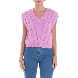 English Factory English Factory Pompom Cable Stitch Sweater Vest