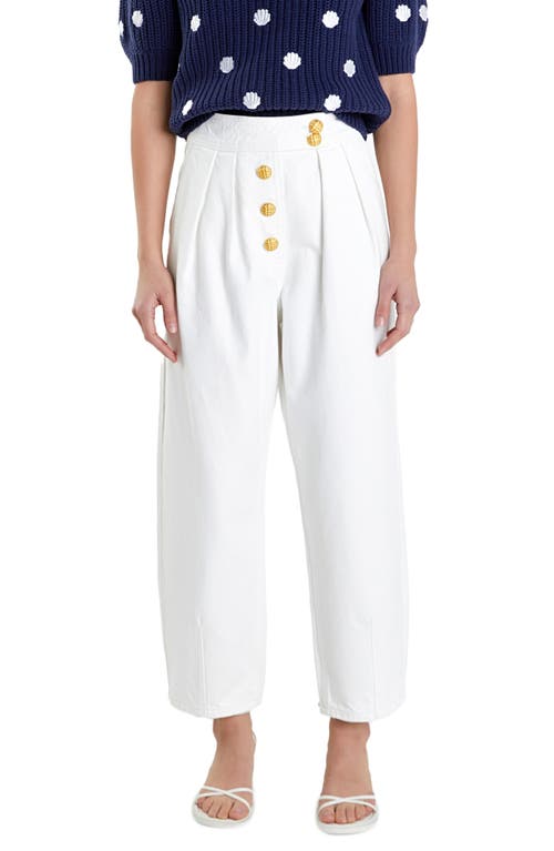 English Factory English Factory Premium Pleated Crop Wide Leg Denim Trousers