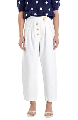 English Factory English Factory Premium Pleated Crop Wide Leg Denim Trousers