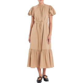 English Factory English Factory Puff Sleeve Tie Belt Midi Dress