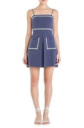 English Factory English Factory Rickrack Trim Sleeveless Linen & Cotton Minidress