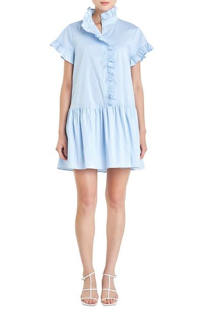 English Factory English Factory Ruffle Drop Waist Poplin Minidress