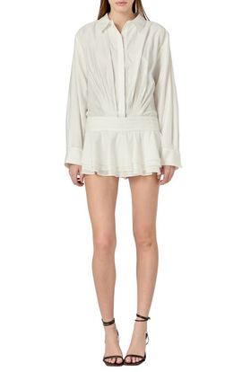 English Factory English Factory Ruffled Long Sleeve Micro-Mini Romper