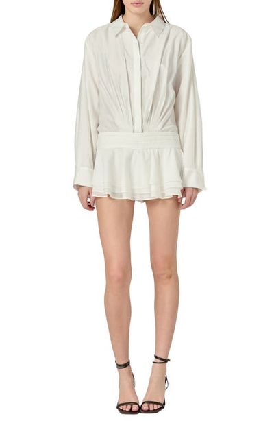 English Factory English Factory Ruffled Long Sleeve Micro-Mini Romper