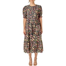 embroidered cotton poplin maxi dress Floral Embroidered Midi Dress – English Factory main image 0