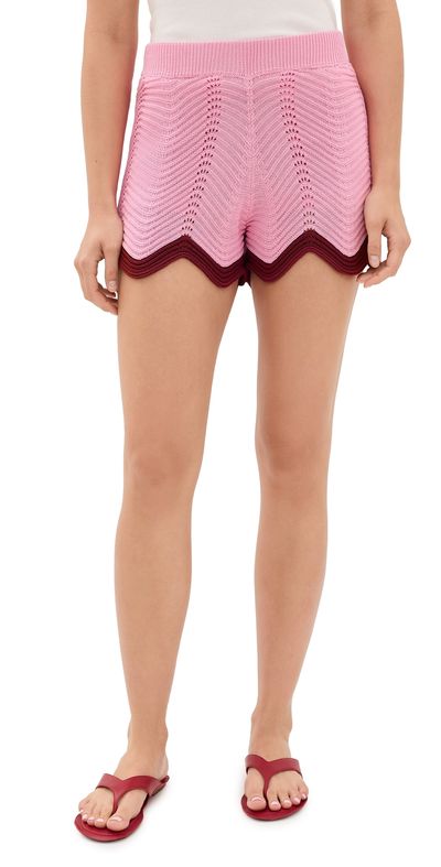 English Factory English Factory Scallop Shorts Pink/Burgundy