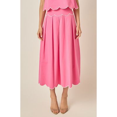 English Factory English Factory Scalloped Hem Midi Skirt