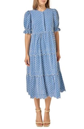 English Factory English Factory Scalloped Print Cotton Midi Dress