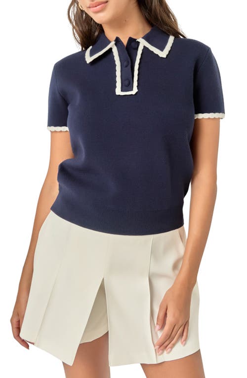 English Factory English Factory Scalloped Trim Sweater Polo