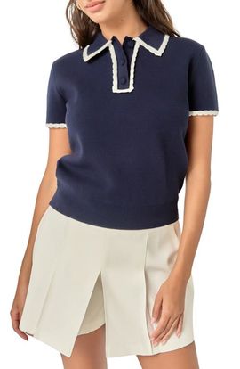 English Factory English Factory Scalloped Trim Sweater Polo