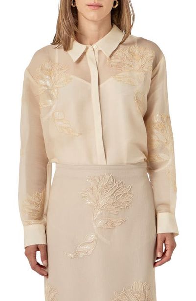 English Factory English Factory Sheer Beaded Long Sleeve Shirt