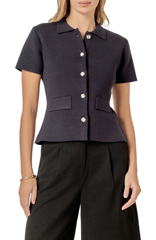 English Factory English Factory Short Sleeve Button Front Cardigan