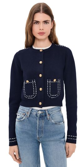 English Factory English Factory Stitch Detail Cardigan Navy