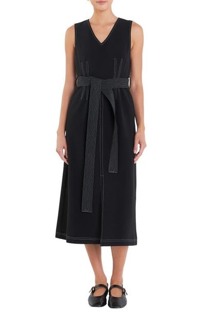English Factory English Factory Stitch Detail Tie Belt Dress